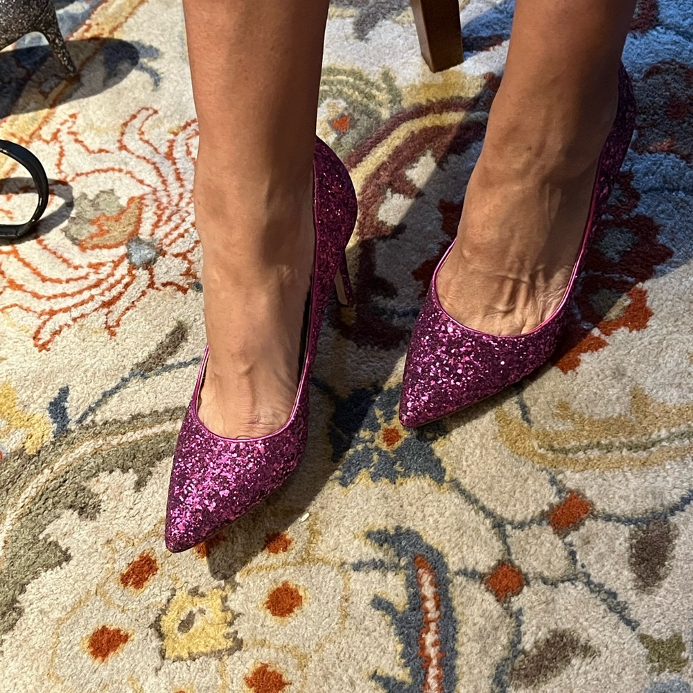Maroon Mark Fisher glitter heels